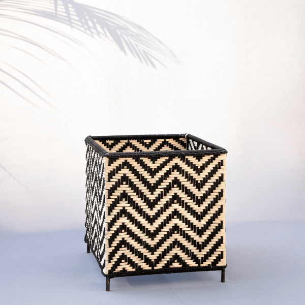 Stone Cotton Square Planters - Sirohi.org - Colour_Red, Colour_White, Purpose_Home Accessory, Rope Material_Recycled Cotton