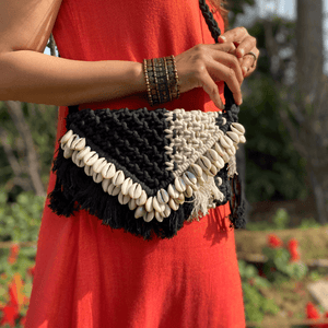 Double Shell Cotton Macrame Sling Bag - Sirohi.org - Colour_Multi-Colour, Purpose_Accessory, Rope Material_Recycled Cotton