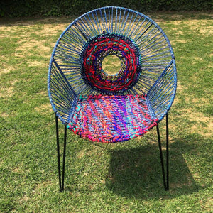 Oreo Handwoven Colourful Plastic Waste Lounge Chair - Sirohi.org - Colour_Multi-Colour, Purpose_Indoor Seating, Purpose_Outdoor Seating, Rope Material_Plastic Waste