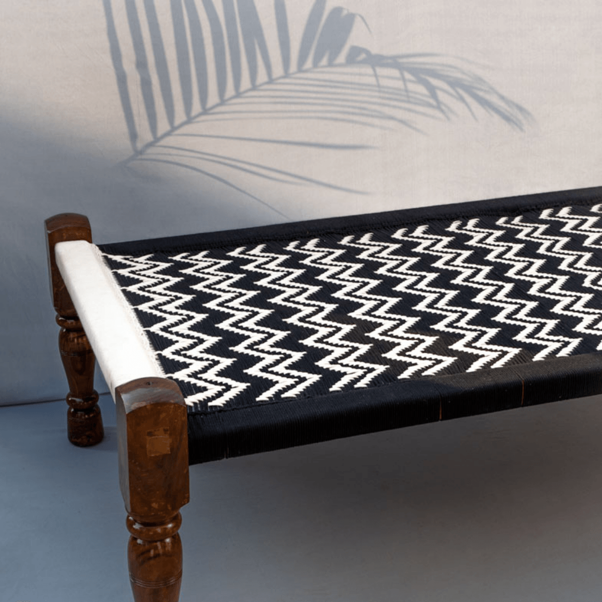 Handwoven B W Cotton Wooden Bed Online Sirohi Sustainable