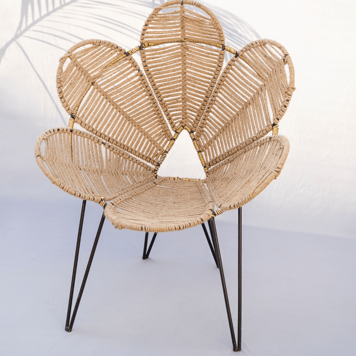 Natural Jute Flower Chair - Sirohi.org - Colour_Jute Beige, Purpose_Indoor Seating, Purpose_Outdoor Seating, Rope Material_Natural Jute Fibre