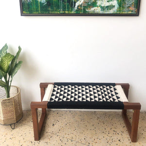 Tri Galore Recycled Cotton Wooden Bench - Sirohi.org - Purpose_Indoor Seating, Purpose_Outdoor Seating, Rope Material_Recycled Cotton