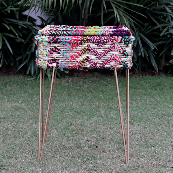 Rangeen Textile Waste Box Stand - Sirohi.org - Colour_Multi-Colour, Purpose_Home Accessory, Purpose_Organiser, Purpose_Storage, Rope Material_Plastic Waste, Rope Material_Textile Waste