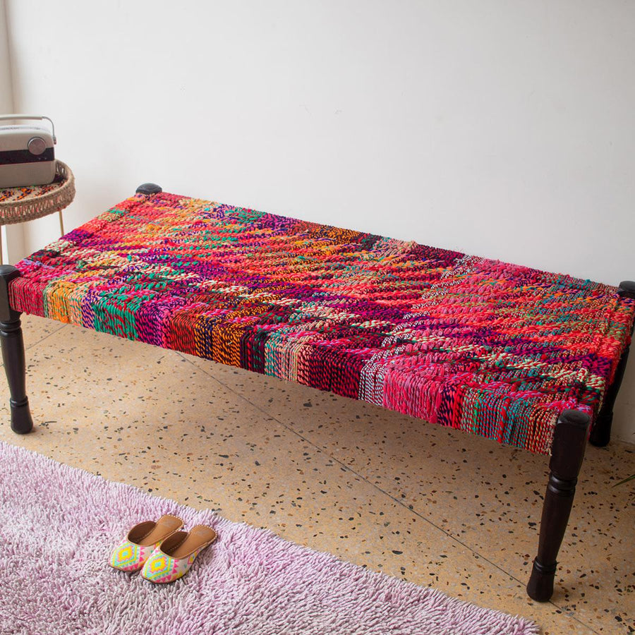 Cherry Upcycled Textile Charpai