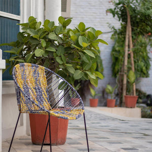 Marni Upcycled Plastic Garden Chair - Sirohi.org - Colour_Multi-Colour, Purpose_Indoor Seating, Purpose_Outdoor Seating, Rope Material_Plastic Waste, Rope Material_Textile Waste