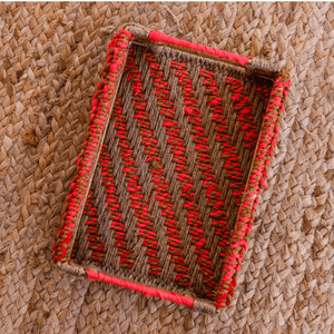 Flame Upcycled Textile Tray - Sirohi.org - Colour_Multi-Colour, purpose_decor, Purpose_Storage, Rope Material_Natural Jute Fibre, Rope Material_Plastic Waste