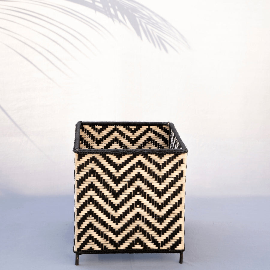 Stone Cotton Square Planters - Sirohi.org - Colour_Red, Colour_White, Purpose_Home Accessory, Rope Material_Recycled Cotton