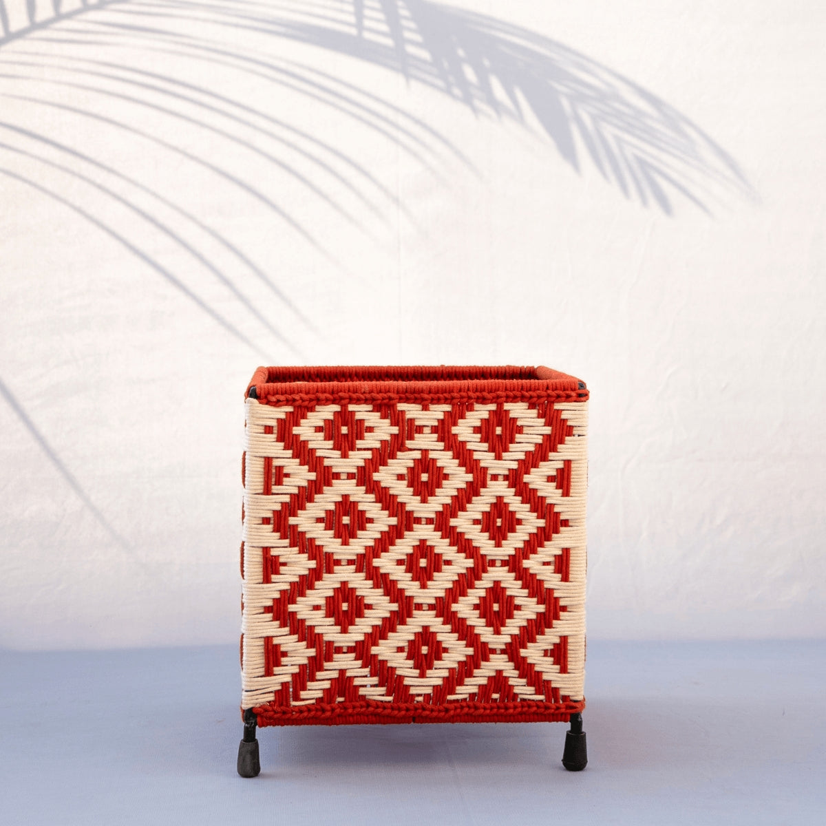 Tudor Cotton Square Planters - Sirohi.org - Colour_Red, Colour_White, Purpose_Home Accessory, Rope Material_Recycled Cotton