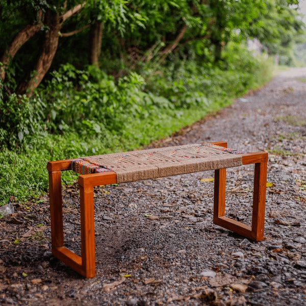 Rangeen Jute & Textile Wooden Bench