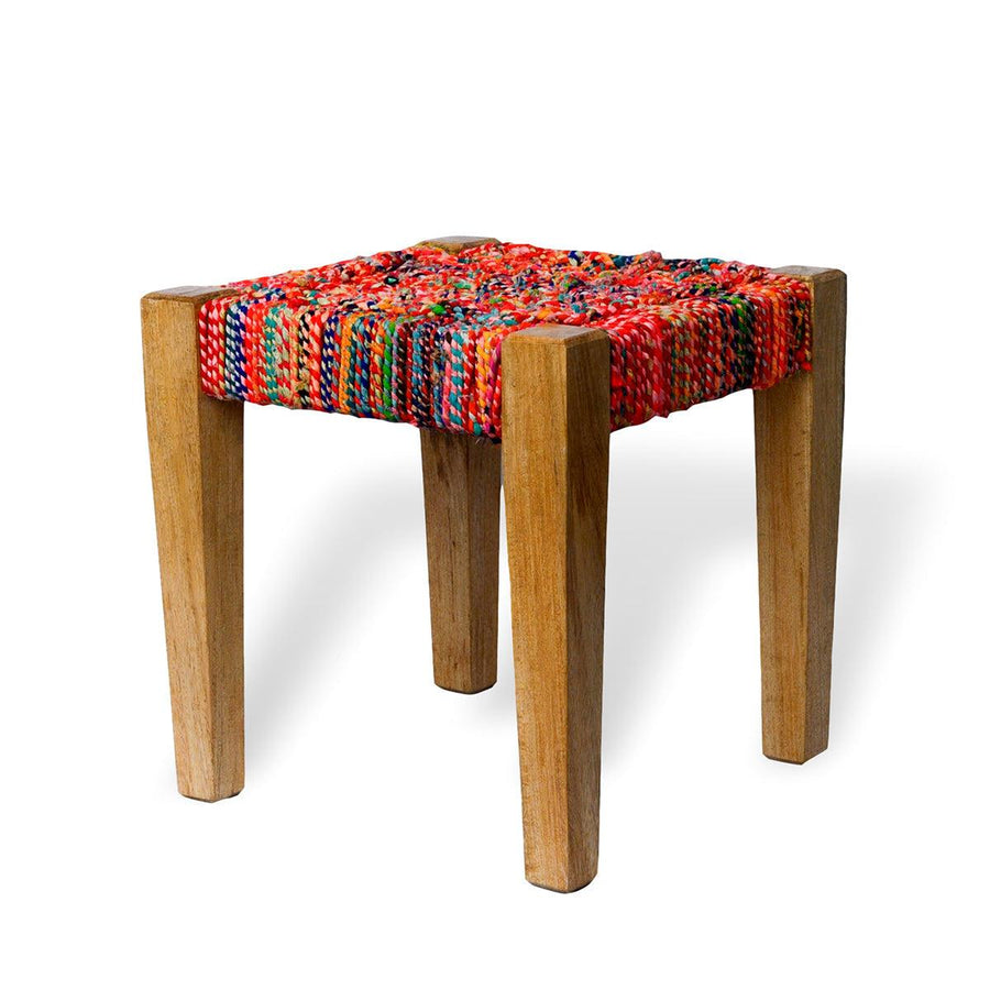 Textile Stool Textile Wooden Stools in Handwoven Style | Sirohi – Sirohi.org