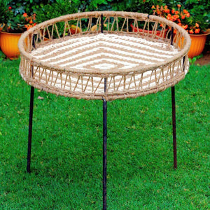 Heera Round Tray Table - Sirohi.org - Purpose_Home Accessory, Rope Material_Recycled Cotton