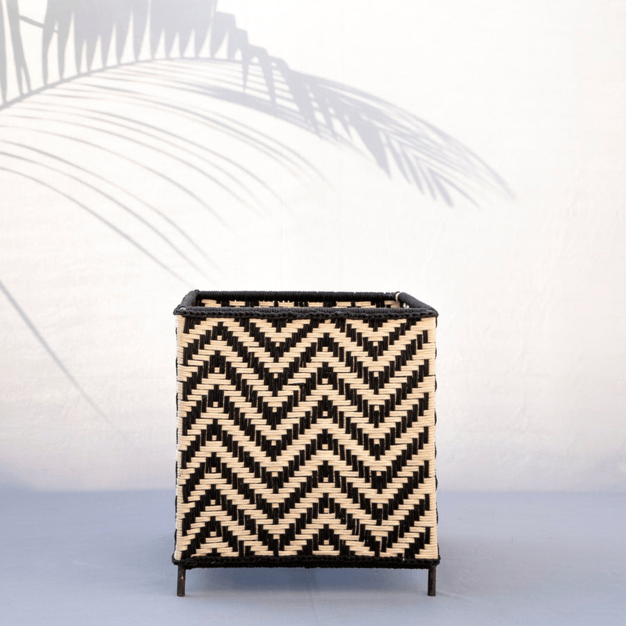 Stone Cotton Square Planters - Sirohi.org - Colour_Red, Colour_White, Purpose_Home Accessory, Rope Material_Recycled Cotton