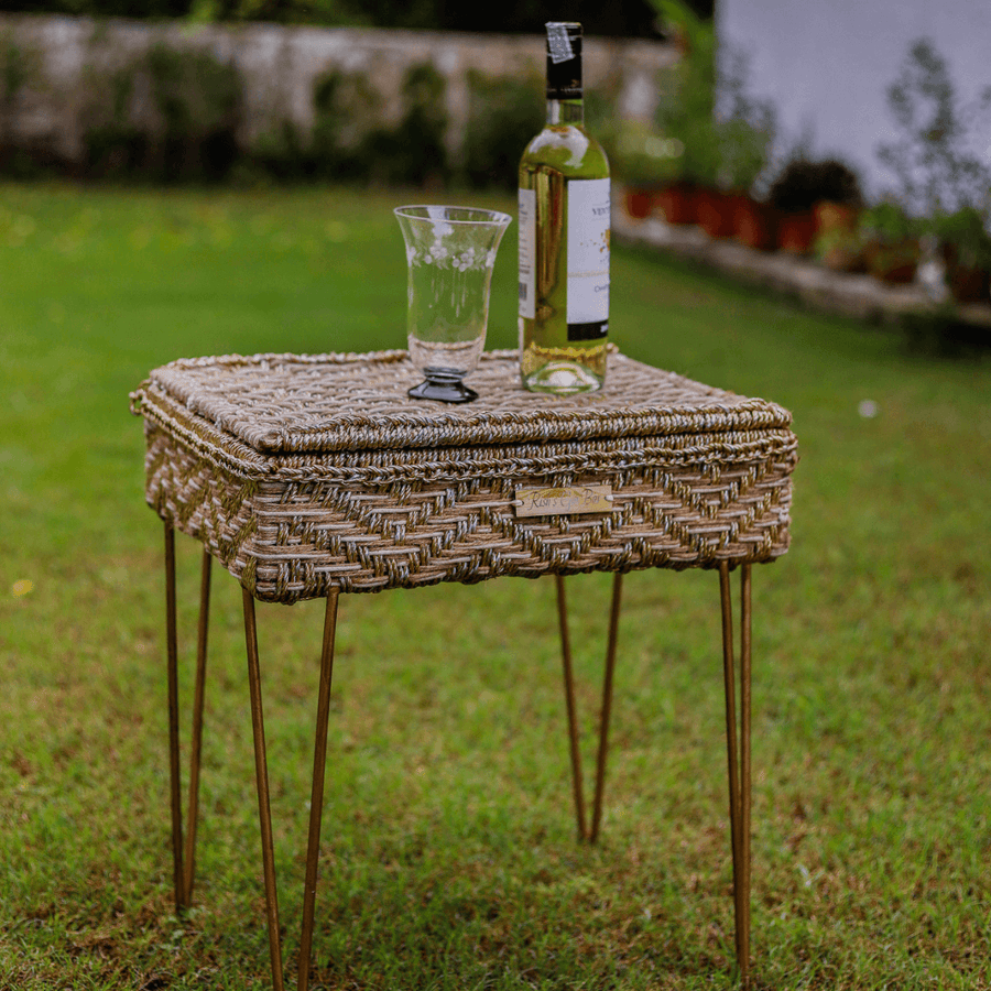 Gin Bar Upcycled Plastic Ropes Metal Stand