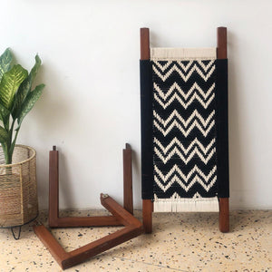 Double Wave Recycled Cotton Wooden Bench