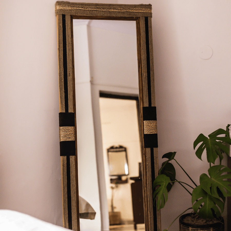 Regalis Jute & Cotton Mirror - Sirohi.org - Colour_Gold, Purpose_Home Accessory, Rope Material_Natural Jute Fibre, Rope Material_Plastic Waste, Rope Material_Recycled Cotton