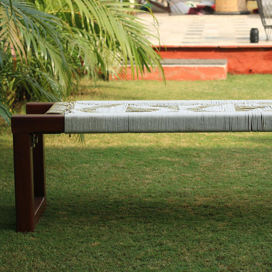Muse Cotton & Gold Plastic Wooden Bench