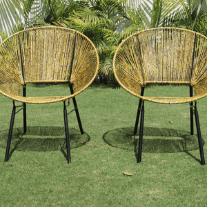 Glitz Upcycled Plastic Lounge Chair - Sirohi.org - Colour_Gold, Purpose_Outdoor Seating, Rope Material_Plastic Waste