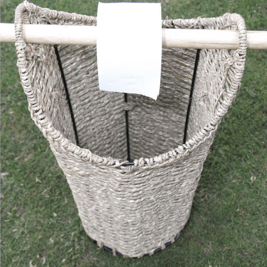 Marron Moonj Grass Laundry Basket - Sirohi.org - Colour_Jute Beige, Purpose_Organiser, Purpose_Storage, Rope Material_Moonj Grass