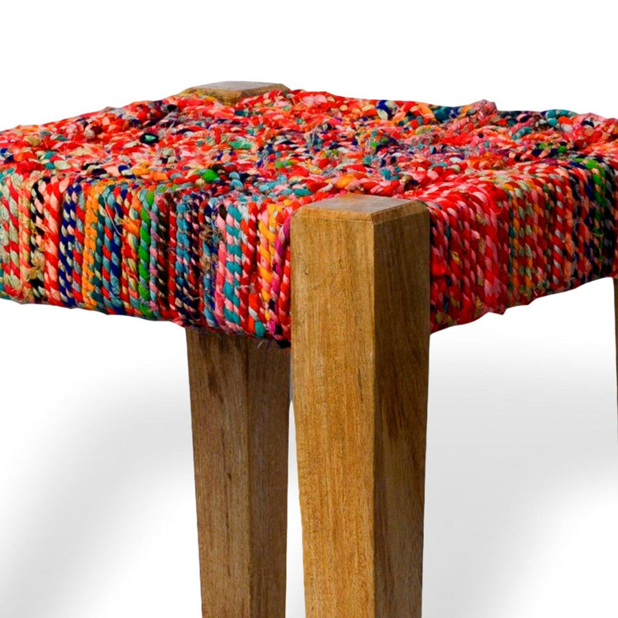 Savitri Textile Waste Wooden Stool