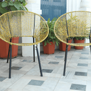 Glitz Upcycled Plastic Lounge Chair - Sirohi.org - Colour_Gold, Purpose_Outdoor Seating, Rope Material_Plastic Waste