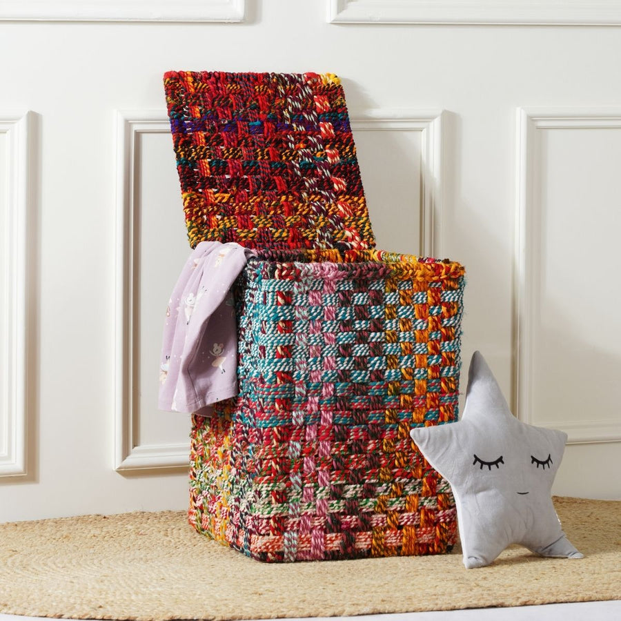 Cherry Upcycled Textile Laundry Basket