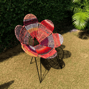 Amber Textile Waste Flower Chair - Sirohi.org - Colour_Multi-Colour, Purpose_Indoor Seating, Purpose_Outdoor Seating, Rope Material_Textile Waste