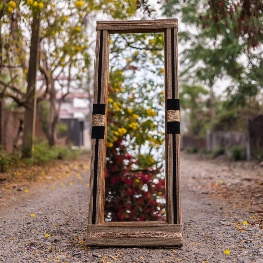 Regalis Jute & Cotton Mirror - Sirohi.org - Colour_Gold, Purpose_Home Accessory, Rope Material_Natural Jute Fibre, Rope Material_Plastic Waste, Rope Material_Recycled Cotton
