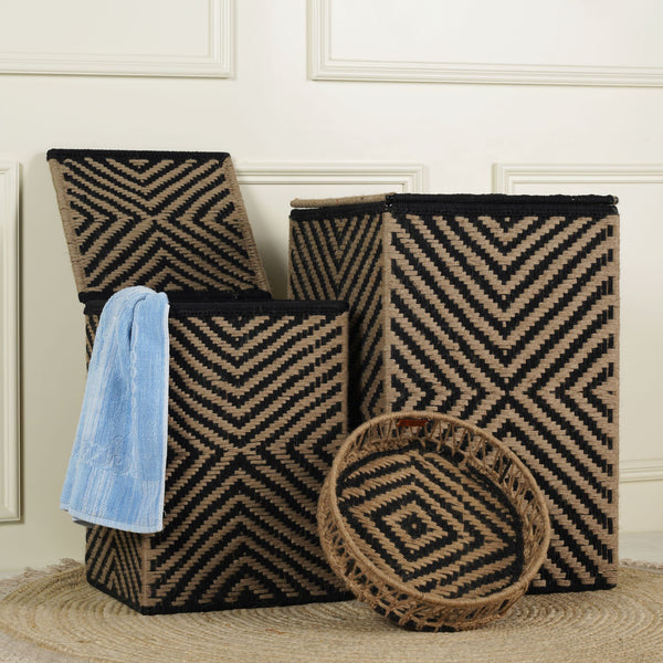 The Black Current - Combo of Kids and Adult Laundry baskets and Tray (3 products)