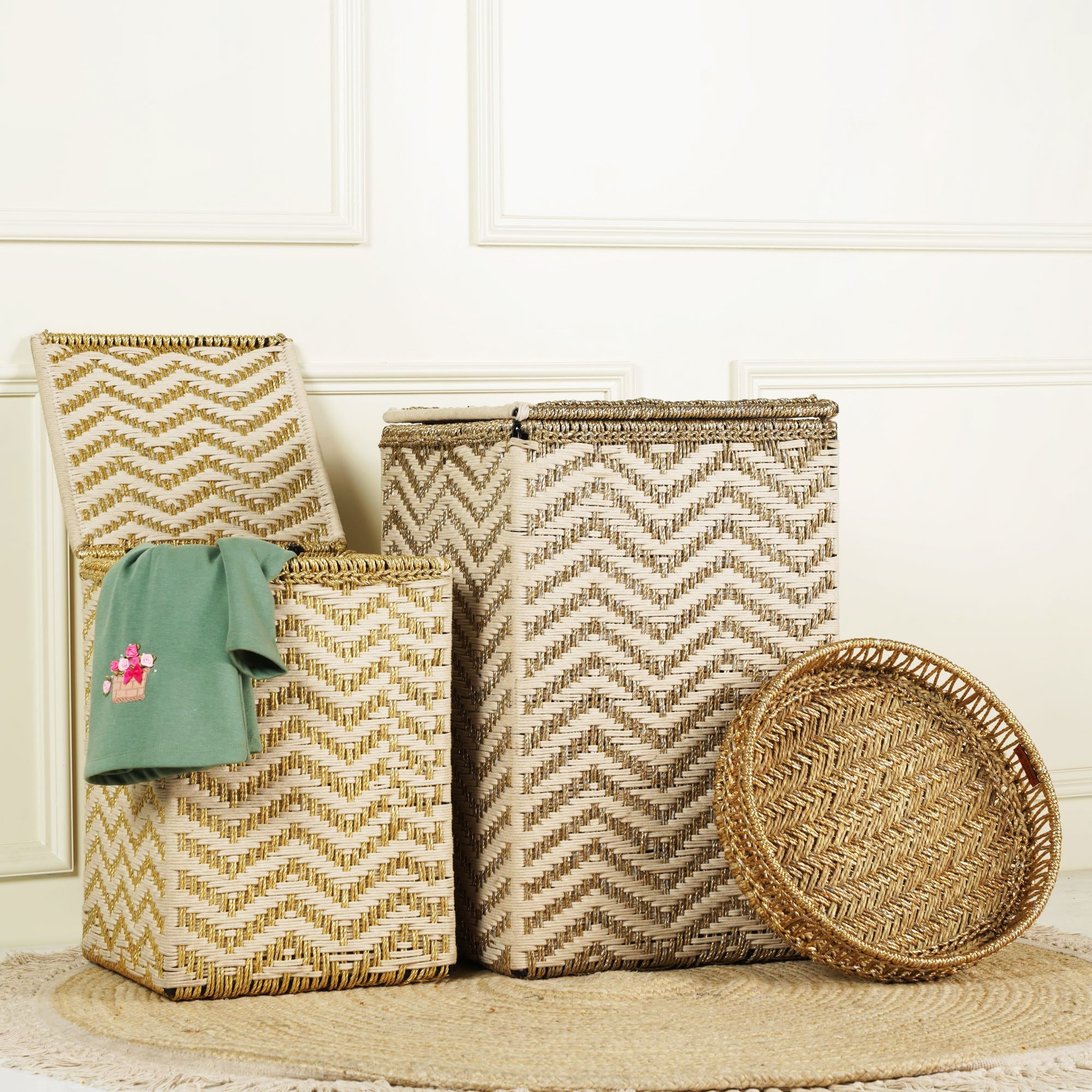 The Gold Rush - Combo of Kids and Adult Laundry baskets and Tray (3 products)