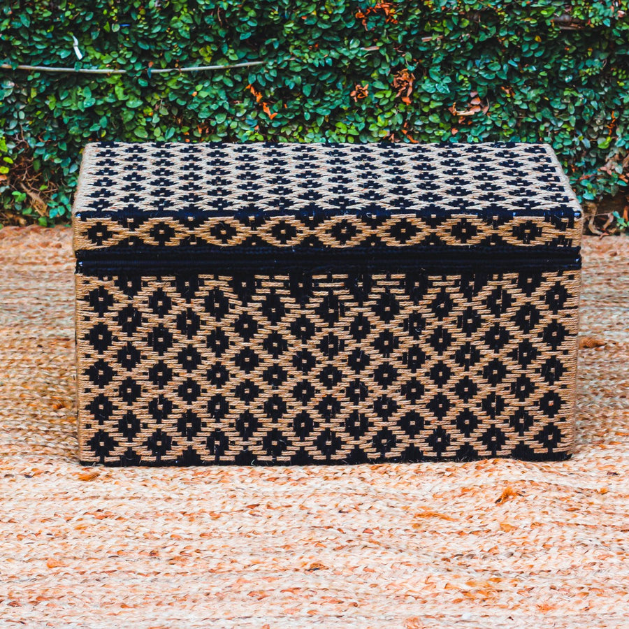 Staid Jute & Black Cotton Trunk