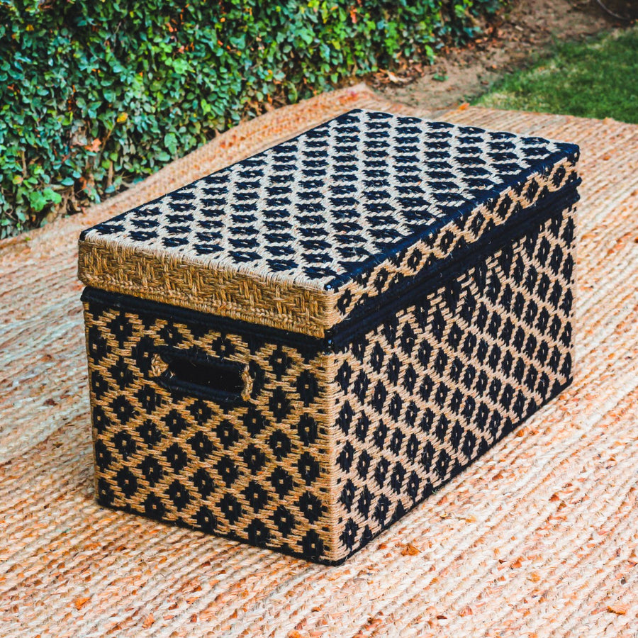 Staid Jute & Black Cotton Trunk