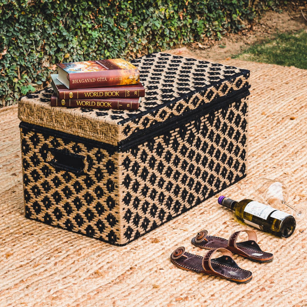 Staid Jute & Black Cotton Trunk