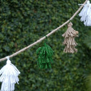 Christmas Bunting - Sirohi.org - Colour_Green, Colour_White, Rope Material_Recycled Cotton