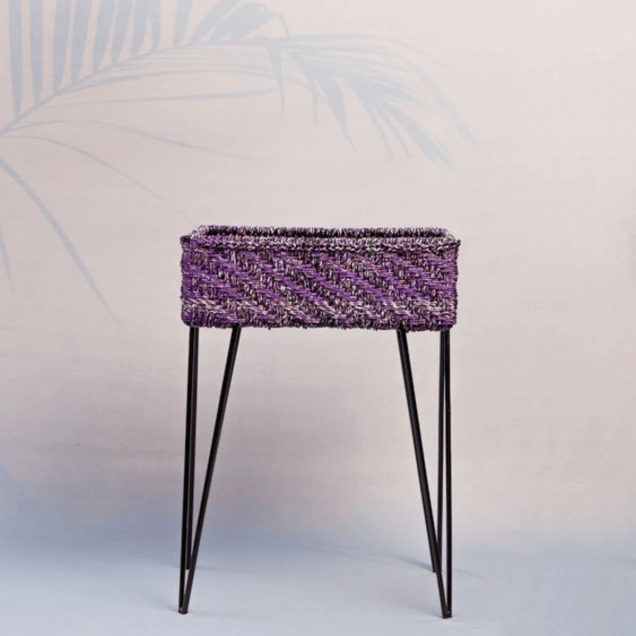 Flamingo Upcycled Plastic Box Stands - Sirohi.org - Colour_Blue, Colour_Green, Colour_Purple, Colour_Red, Colour_Silver, Colour_Yellow, Purpose_Home Accessory, Purpose_Storage, Rope Material_Plastic Waste