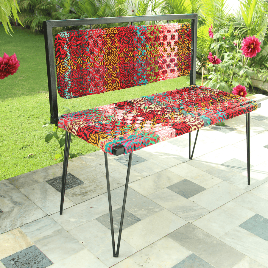 Jaipur Textile Waste Foldable Metal Bench